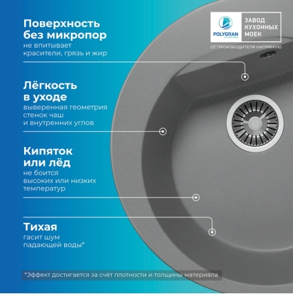 Мойка кухонная POLYGRAN ATOL 520 (серый №14)